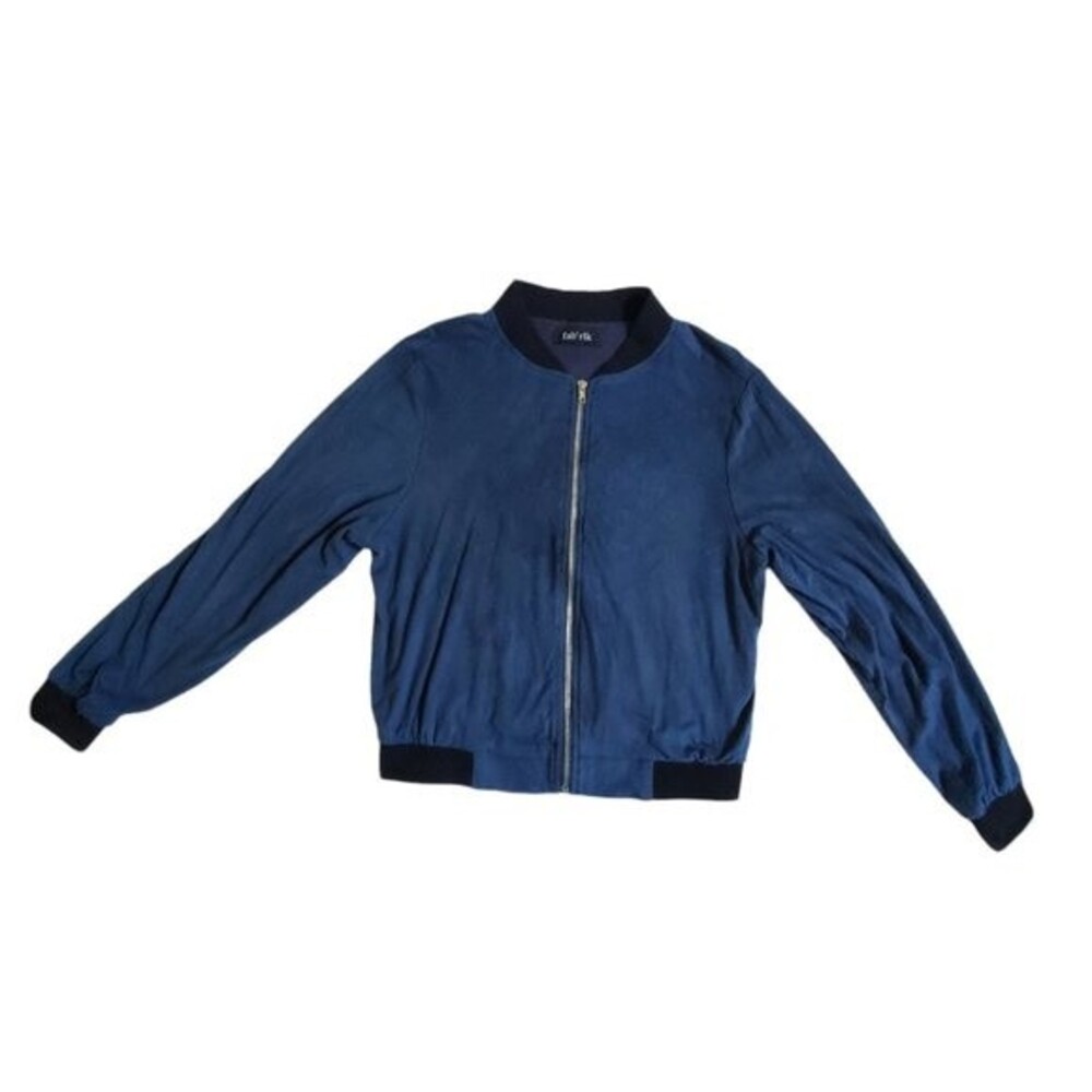 Fab'rik blue & black zip up long sleeve jacket sz S